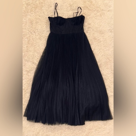 NEW Anthropologie Hutch Amara Bustier Pleated Tulle Fit & Flare Midi Dress Sz 12 - Picture 6 of 9